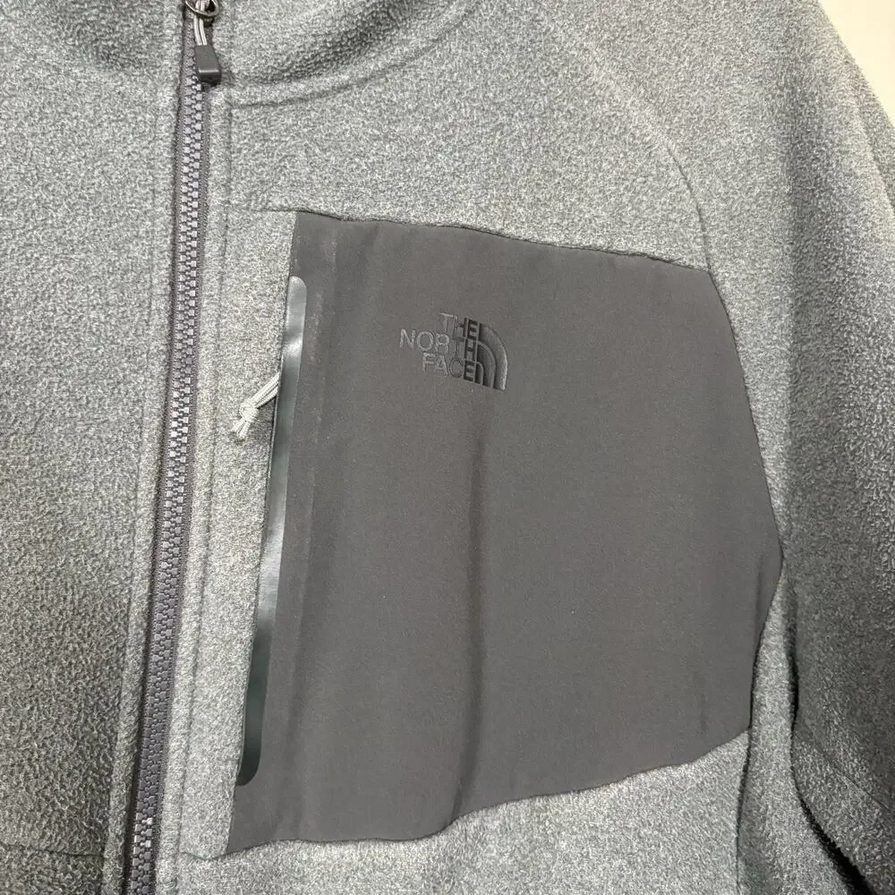 The North Face Mens XL Gray Full Zip Fleece Jacket Softshell Chest Pocket Travel